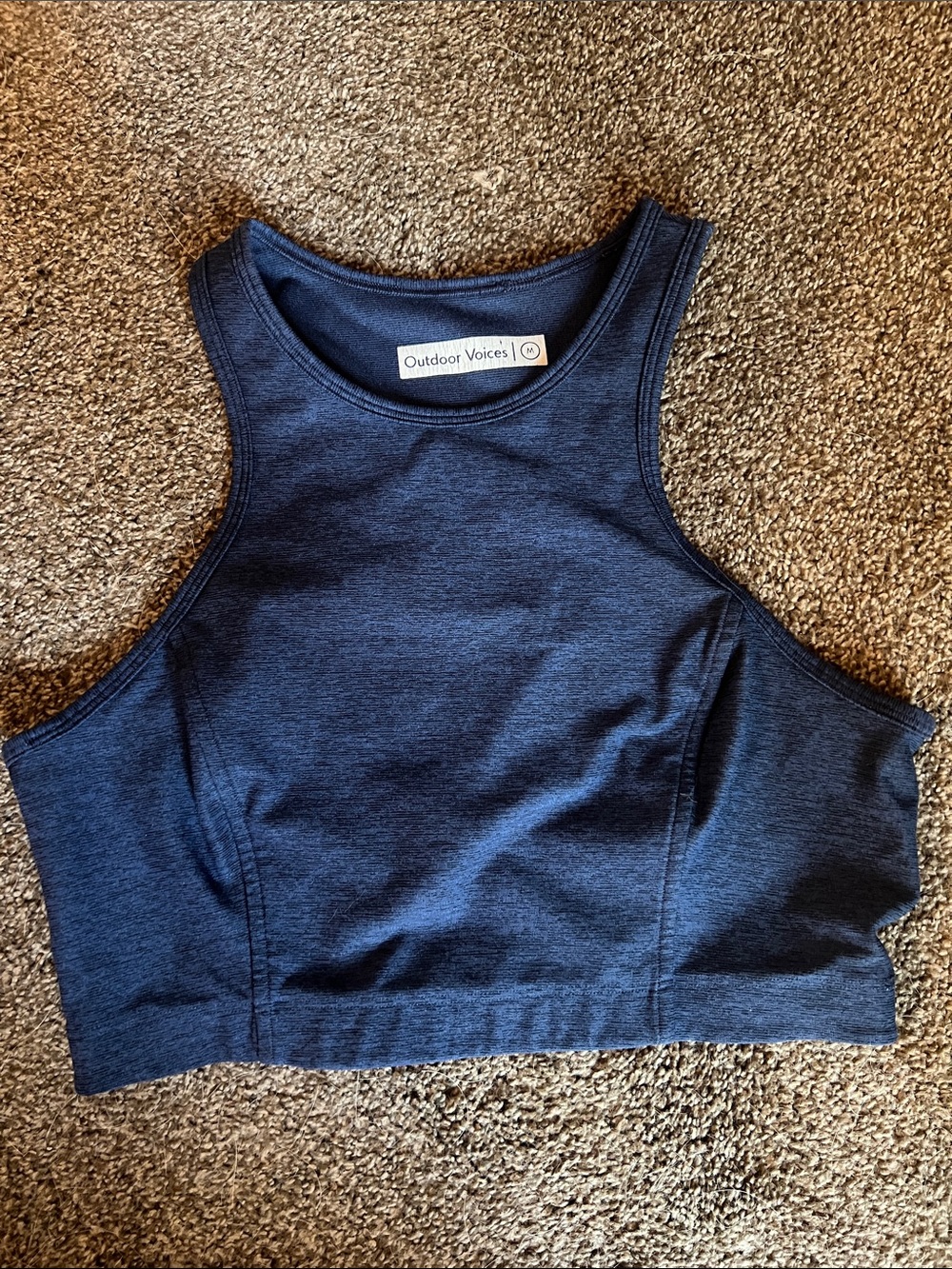 Outdoor Voices Navy Blue High-Neck Crop Sports Bra